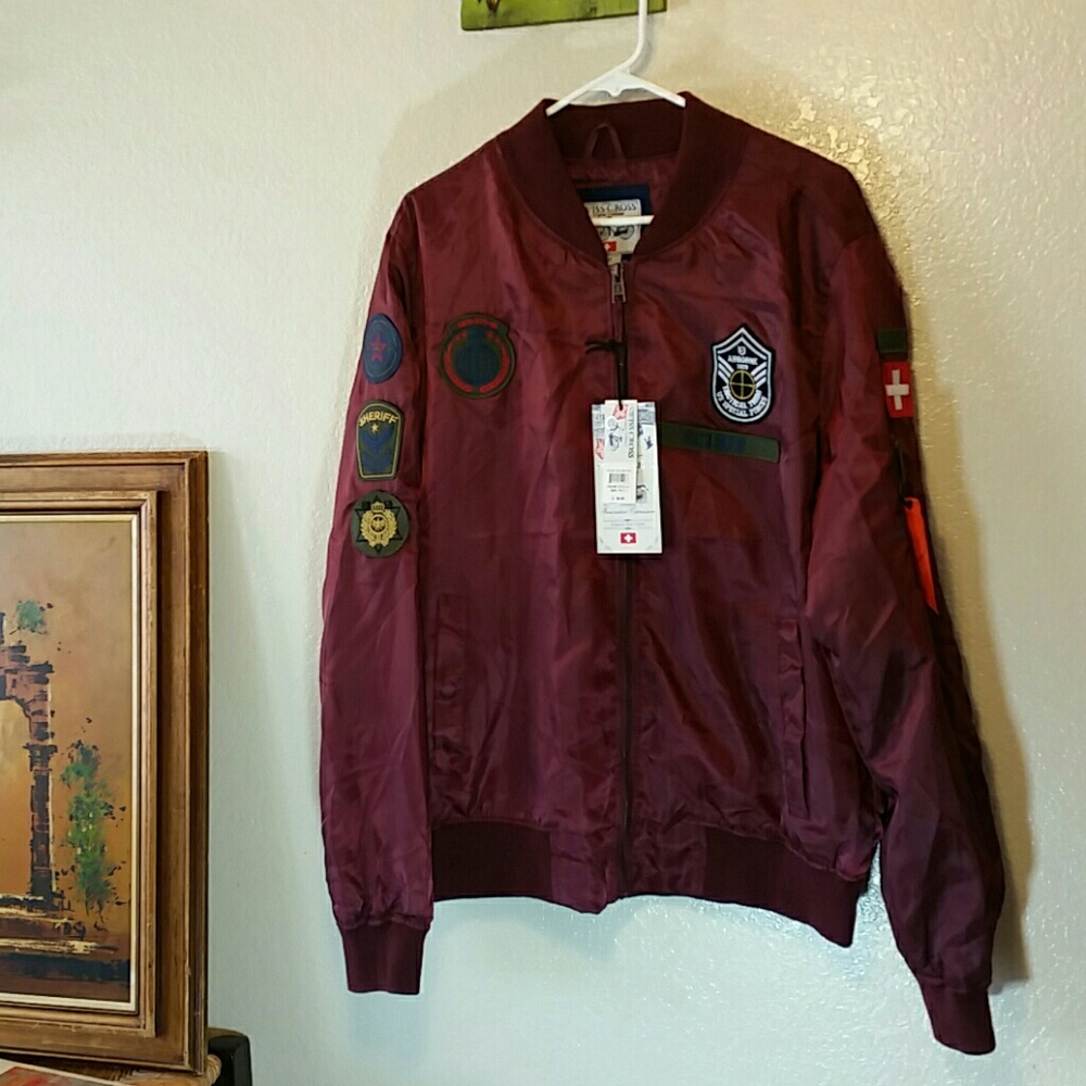Swiss Cross • Bomber Jacket Burgundy NWT